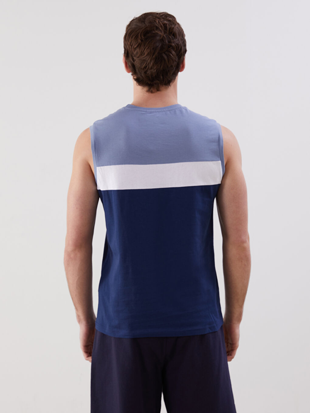 Crew Neck Color Block Men's Sleeveless T-Shirt -S5FT38Z8-YZL
