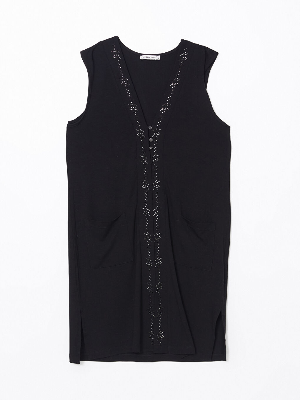 LCW Grace V-Neck Rhinestone Embellished Women's Waistcoat -S5FT44Z8-CVL