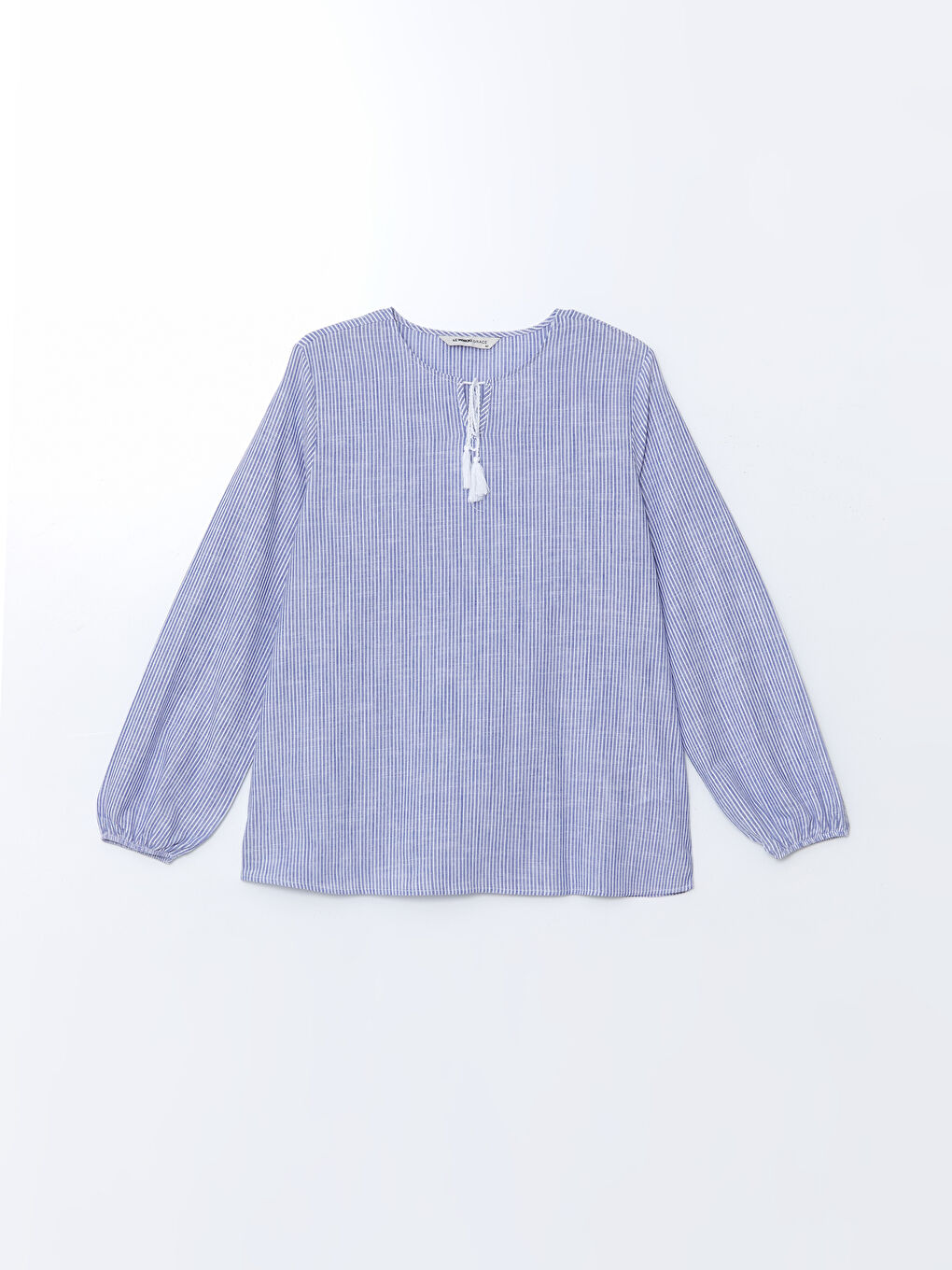 Tied Neck Striped Poplin Women’S Blouse -S5FT51Z8-LGS