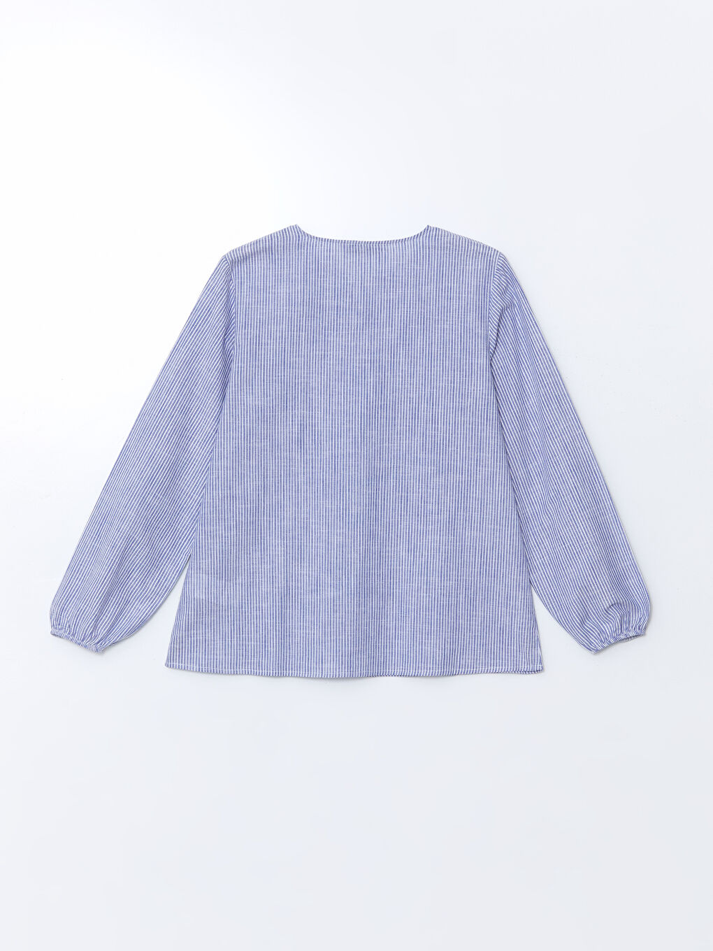 Tied Neck Striped Poplin Women’S Blouse -S5FT51Z8-LGS