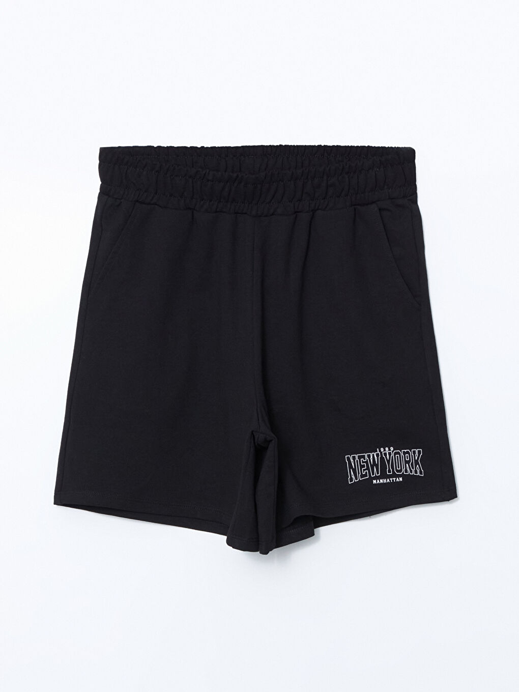 Women's Elasticated Waist New York Printed Shorts -S5FT63Z8-CVL