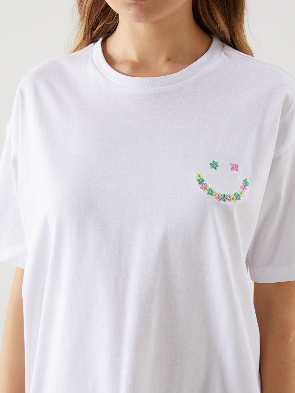 Crew Neck Embroidered Jersey Women's T-Shirt -S5FU39Z8-Q6K