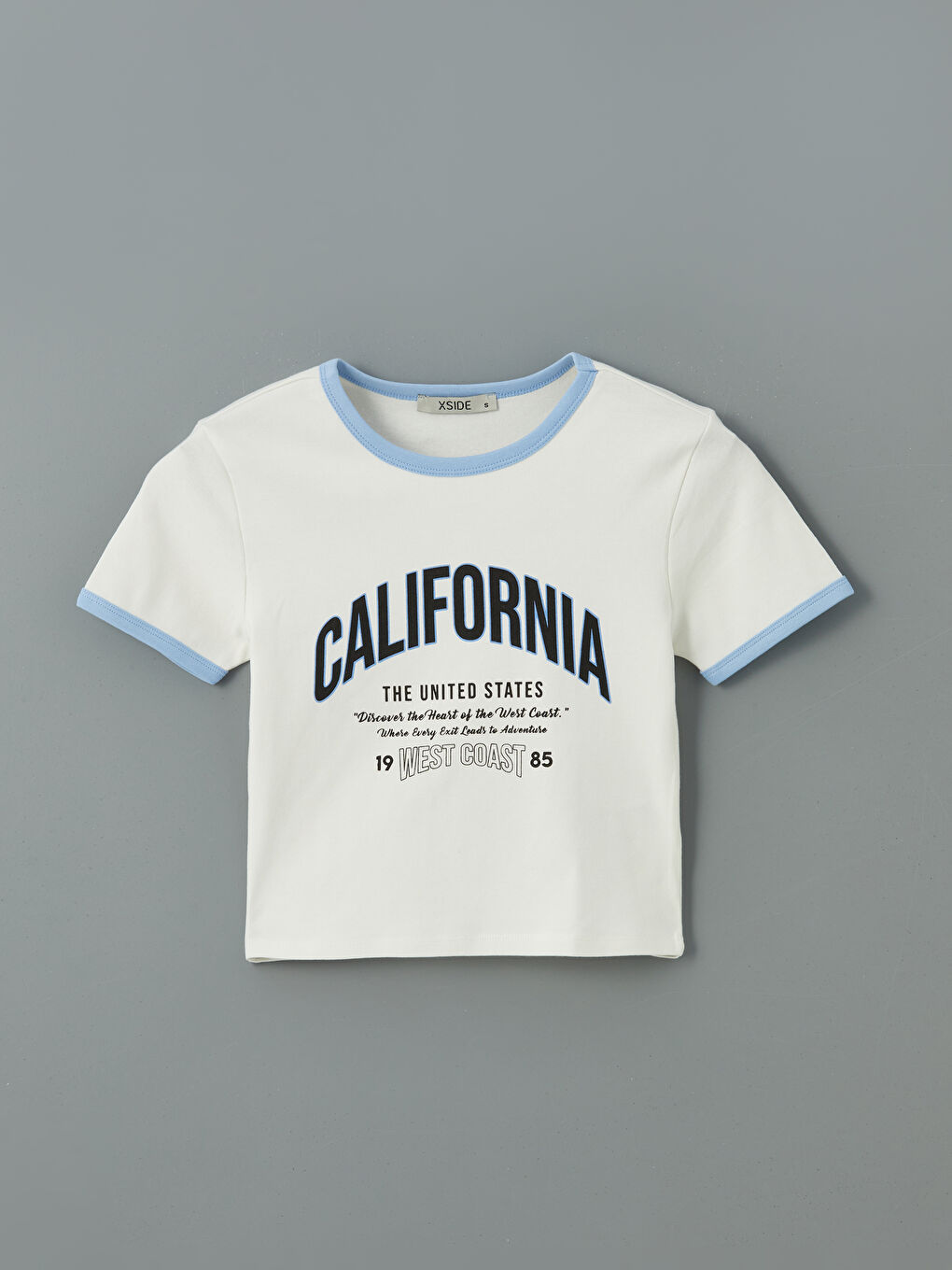 Crew Neck California Printed Women's Crop Top -S5FU46Z8-R9J