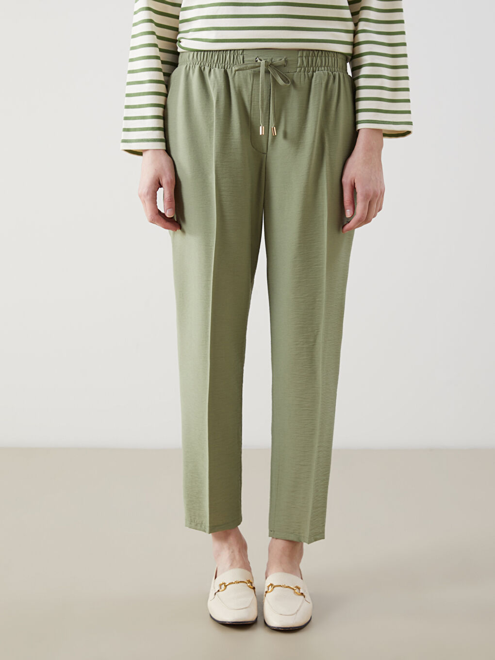 Elastic Waist Women'S Pants -S5FU64Z8-GVT