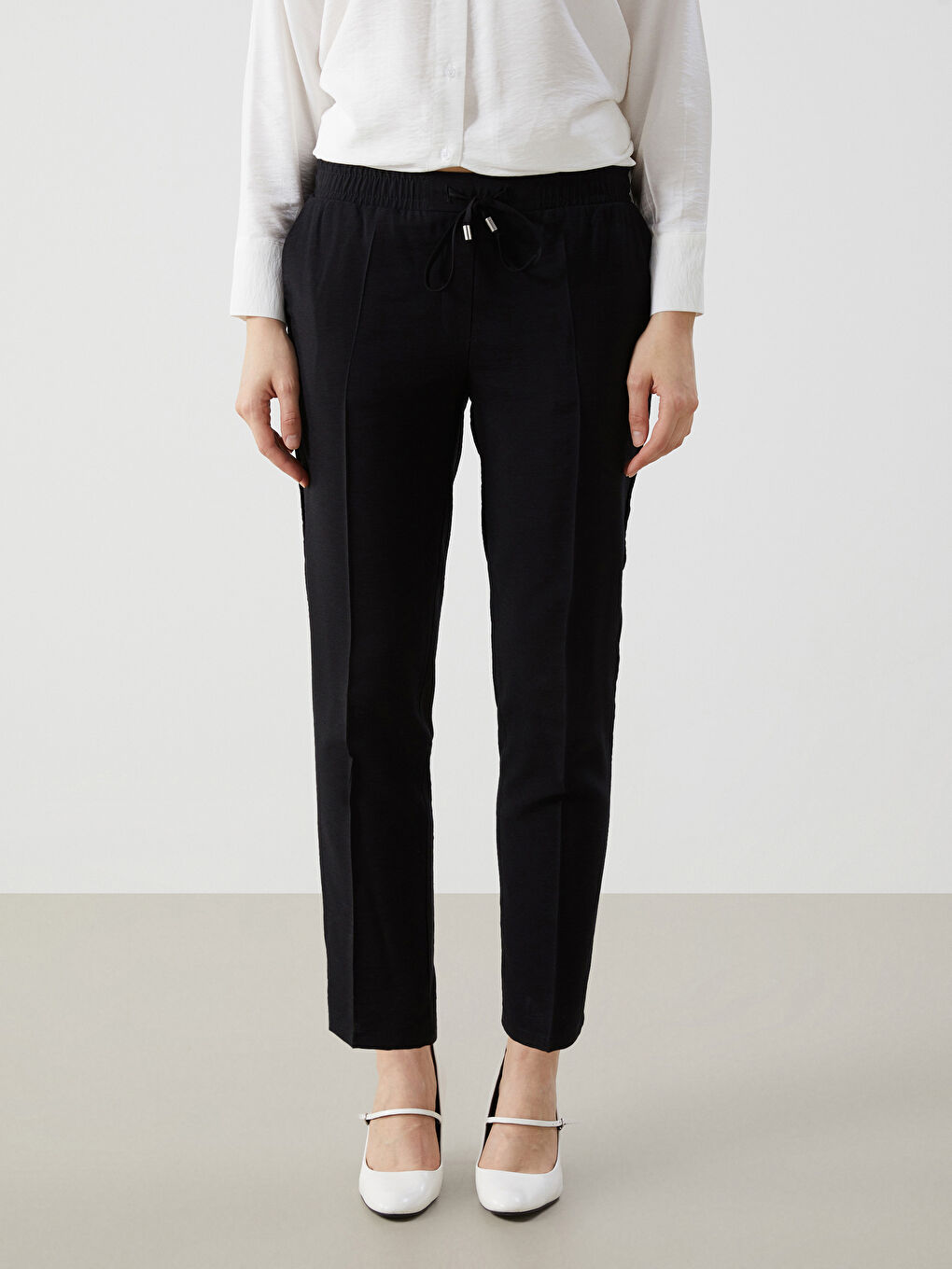 LCW Modest Siyah Beli Lastikli Kadın Pantolon - 1
