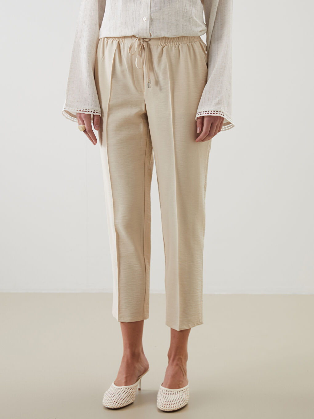 Carrot Cut Women Pants With Elastic Waist -S5FU64Z8-VK0