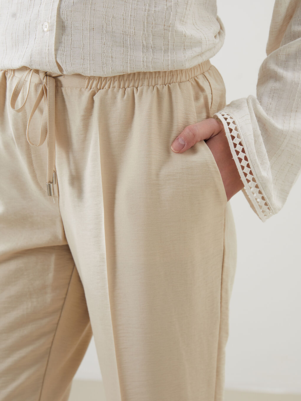 Carrot Cut Women Pants With Elastic Waist -S5FU64Z8-VK0