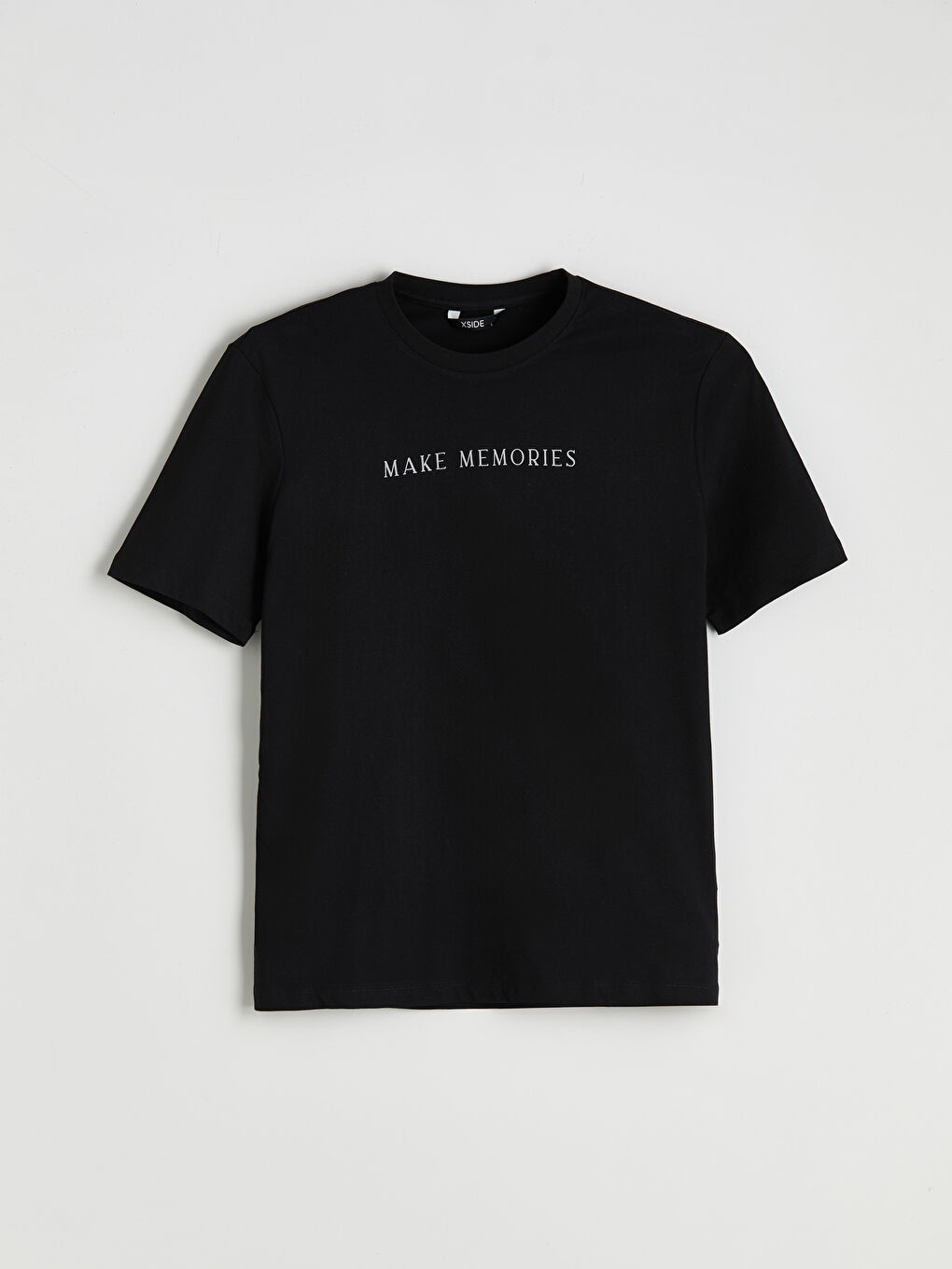 Siyah Bisiklet Yaka Baskılı Penye Erkek Tişört-4