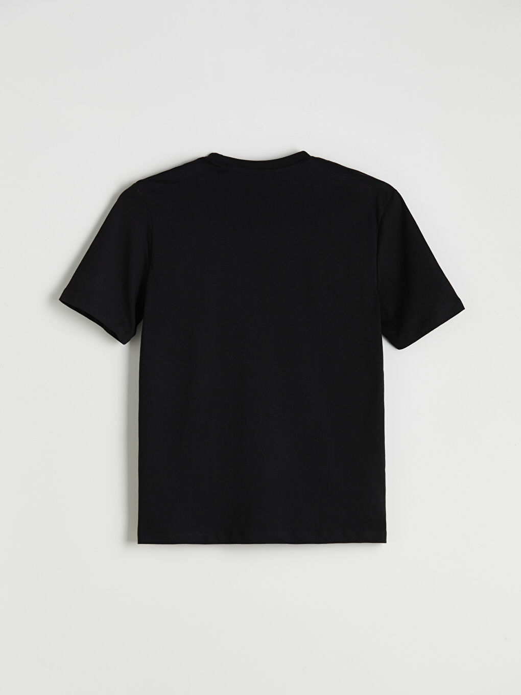 Siyah Bisiklet Yaka Baskılı Penye Erkek Tişört-5