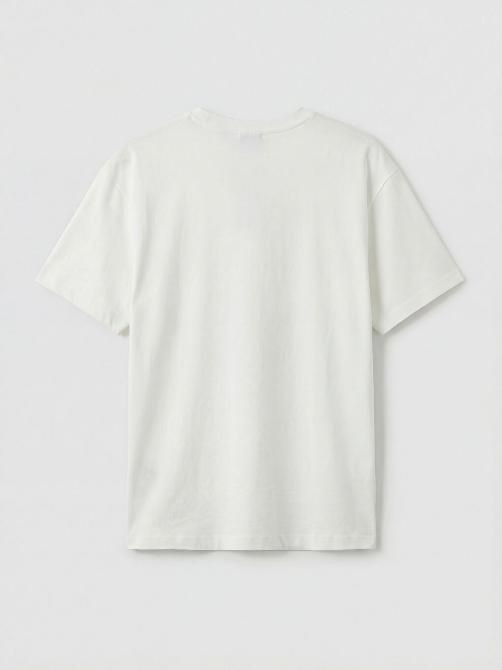 Ekru  Bisiklet Yaka Baskılı Erkek Tişört-1