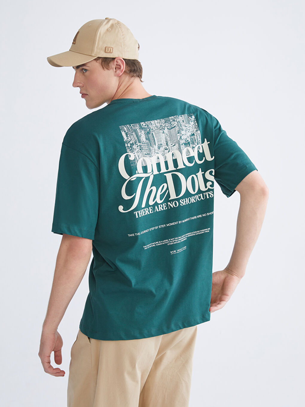 Yeşil Bisiklet Yaka Baskılı Penye Erkek Tişört