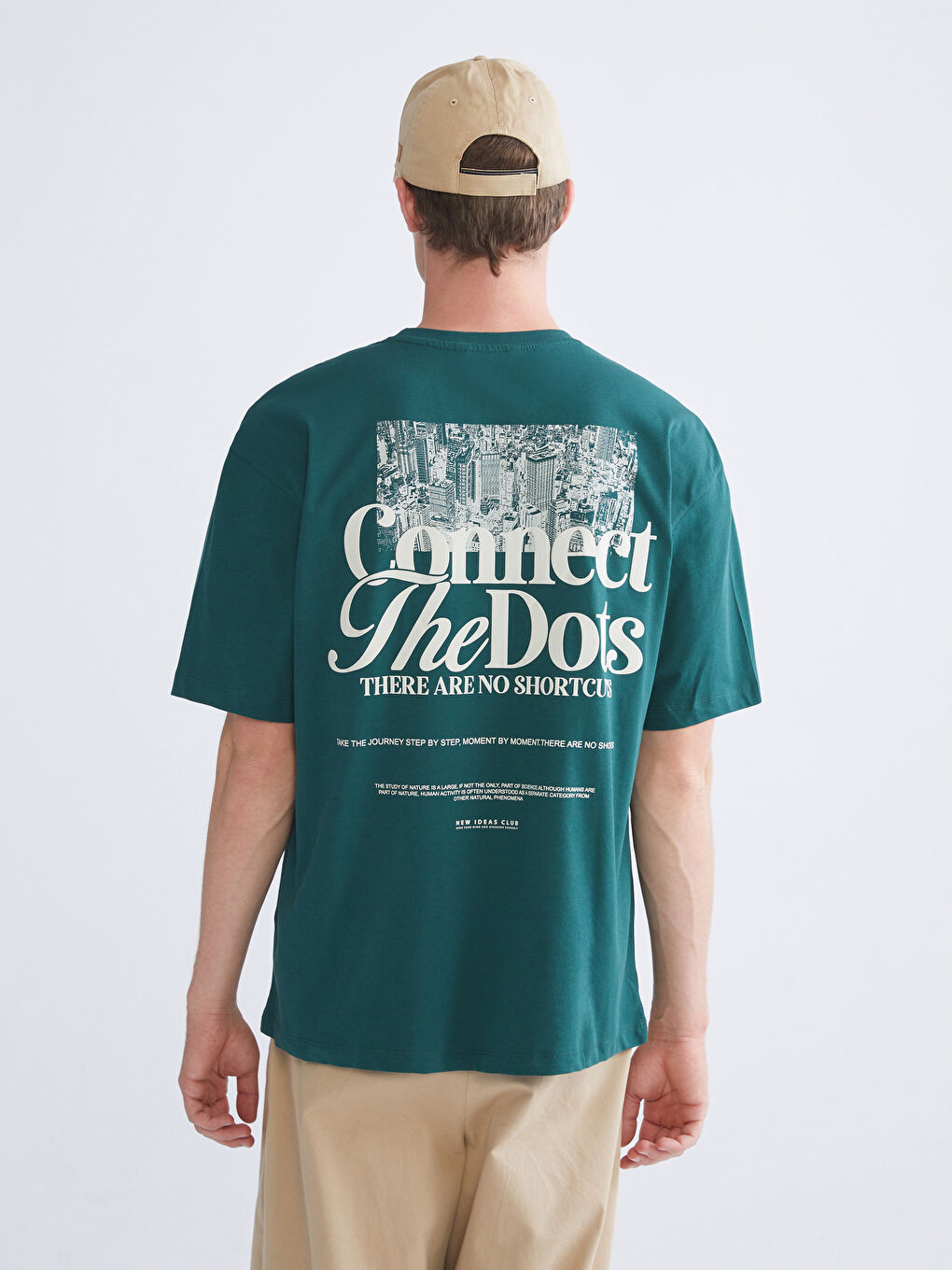 Yeşil Bisiklet Yaka Baskılı Penye Erkek Tişört-3