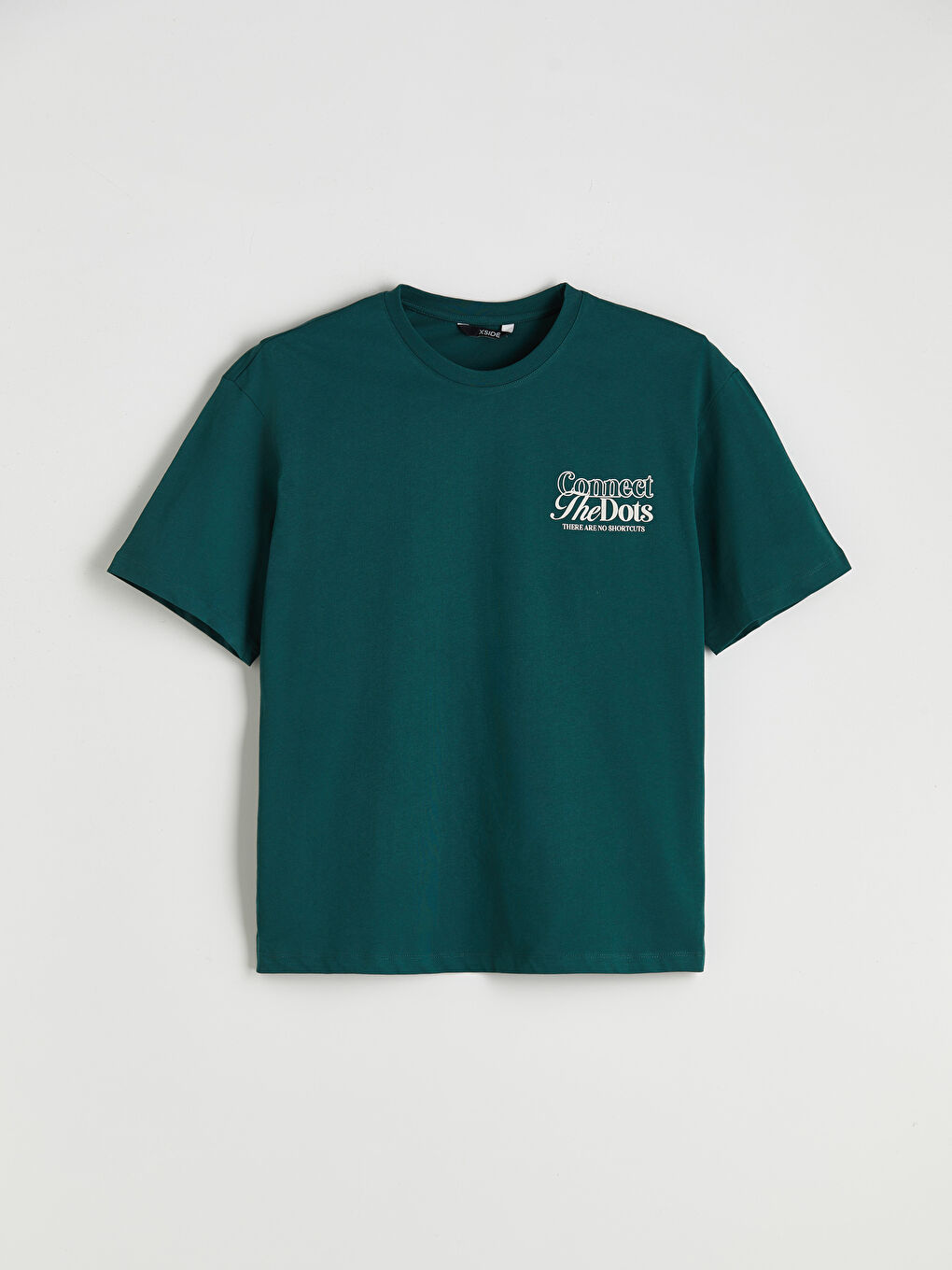 Yeşil Bisiklet Yaka Baskılı Penye Erkek Tişört-4