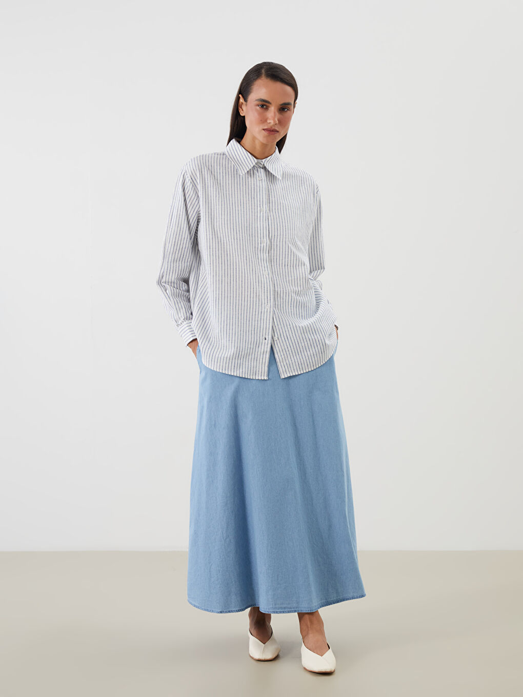 Woman INDIGO Denim Skirt-3