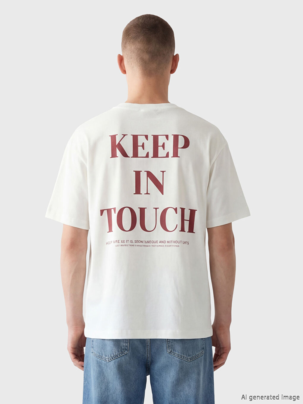 Μπλουζάκι με στρογγυλή λαιμόκοψη, φαρδιά γραμμή, με στάμπα για άνδρες-3