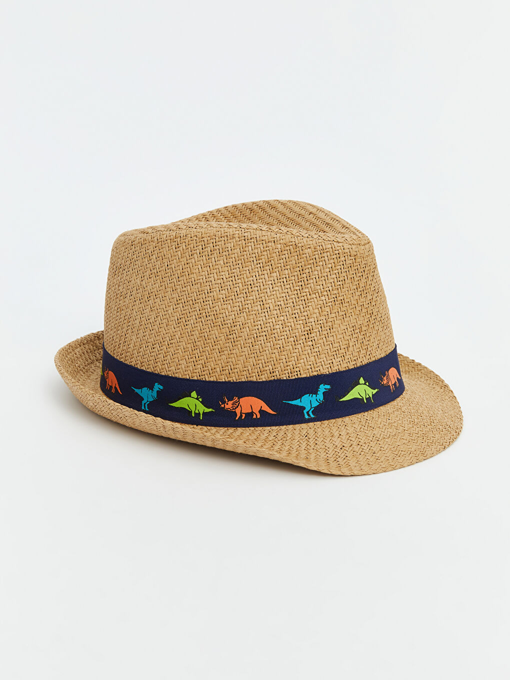 Dinosaur Printed Boy's Straw Fedora Hat -S5FV15Z4-P37