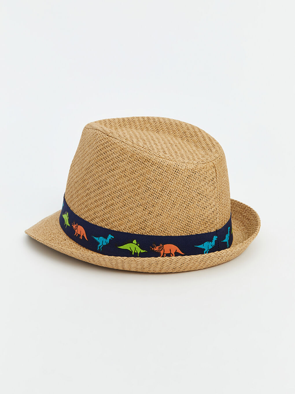 Dinosaur Printed Boy's Straw Fedora Hat -S5FV15Z4-P37