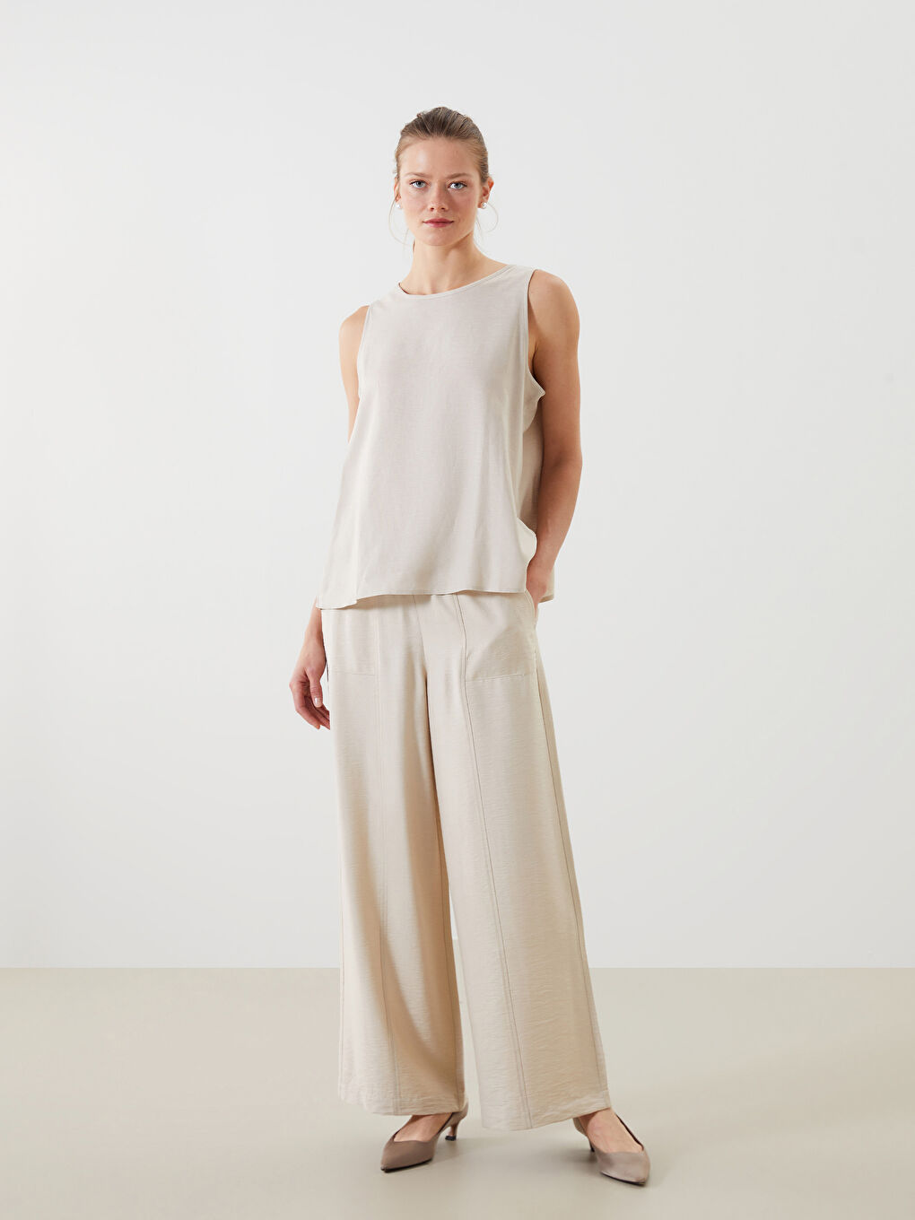 Elastic Waist Wide Leg Women's Trousers -S5FV23Z8-Z4P