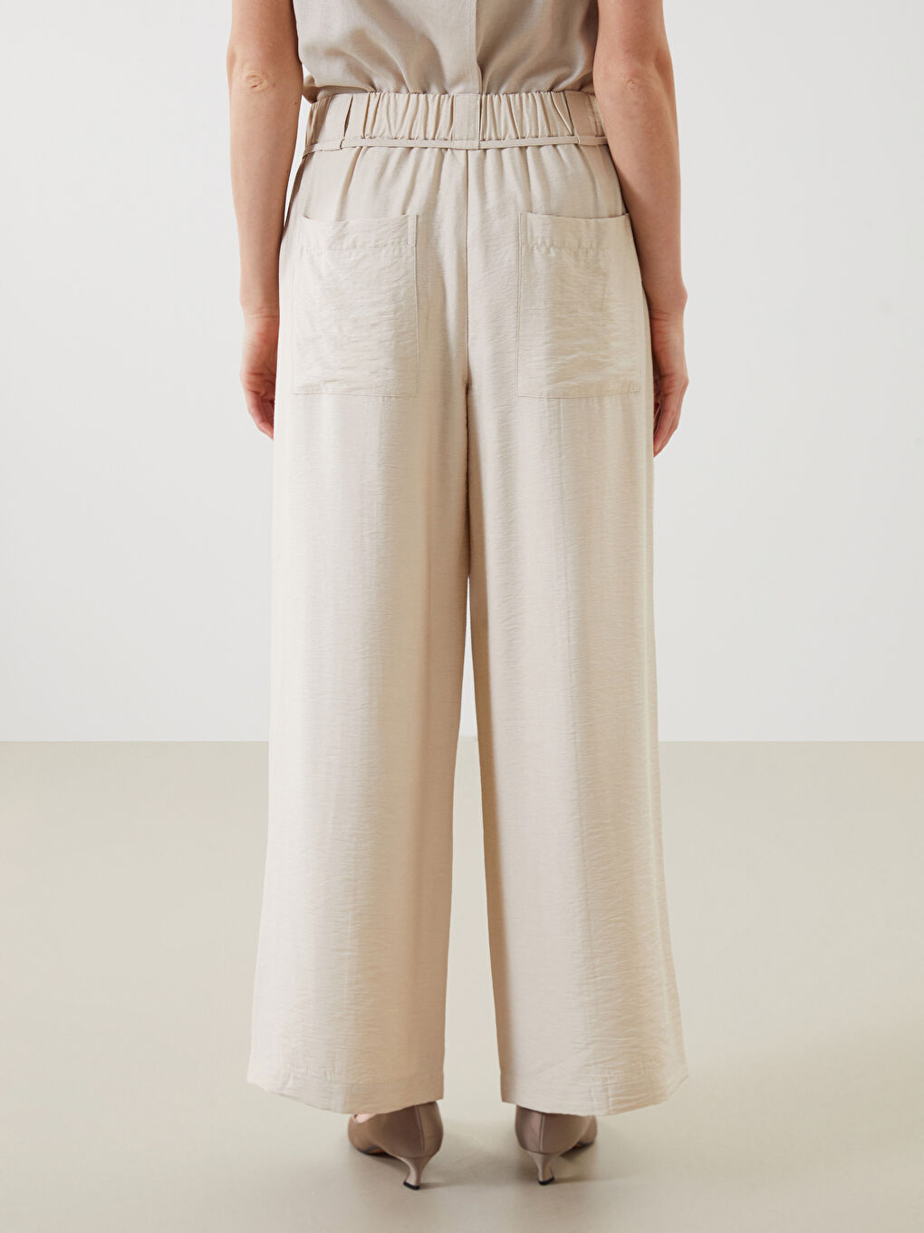 Elastic Waist Wide Leg Women's Trousers -S5FV23Z8-Z4P