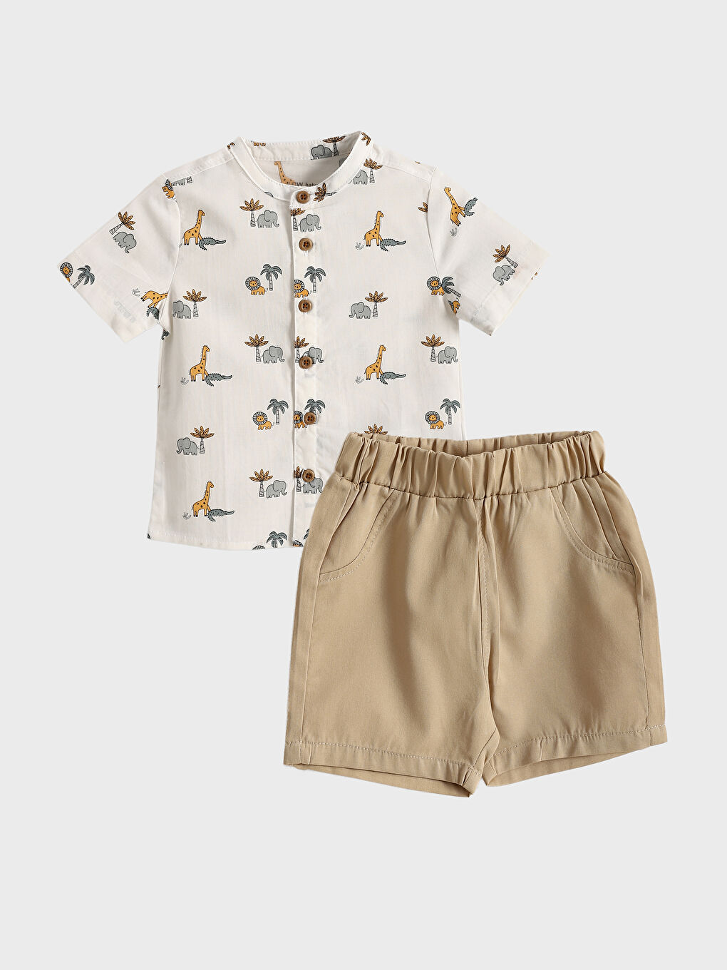 Elephant Print Baby Boys' Shirt and Shorts 2 Pack
