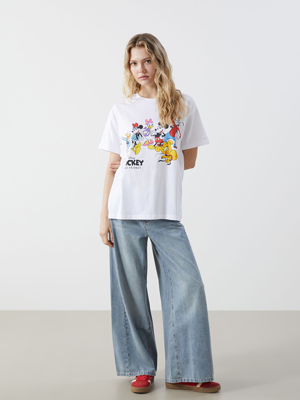 Crew Neck Mickey and Friends Printed Women's T-Shirt -S5FY06Z8-Q6K