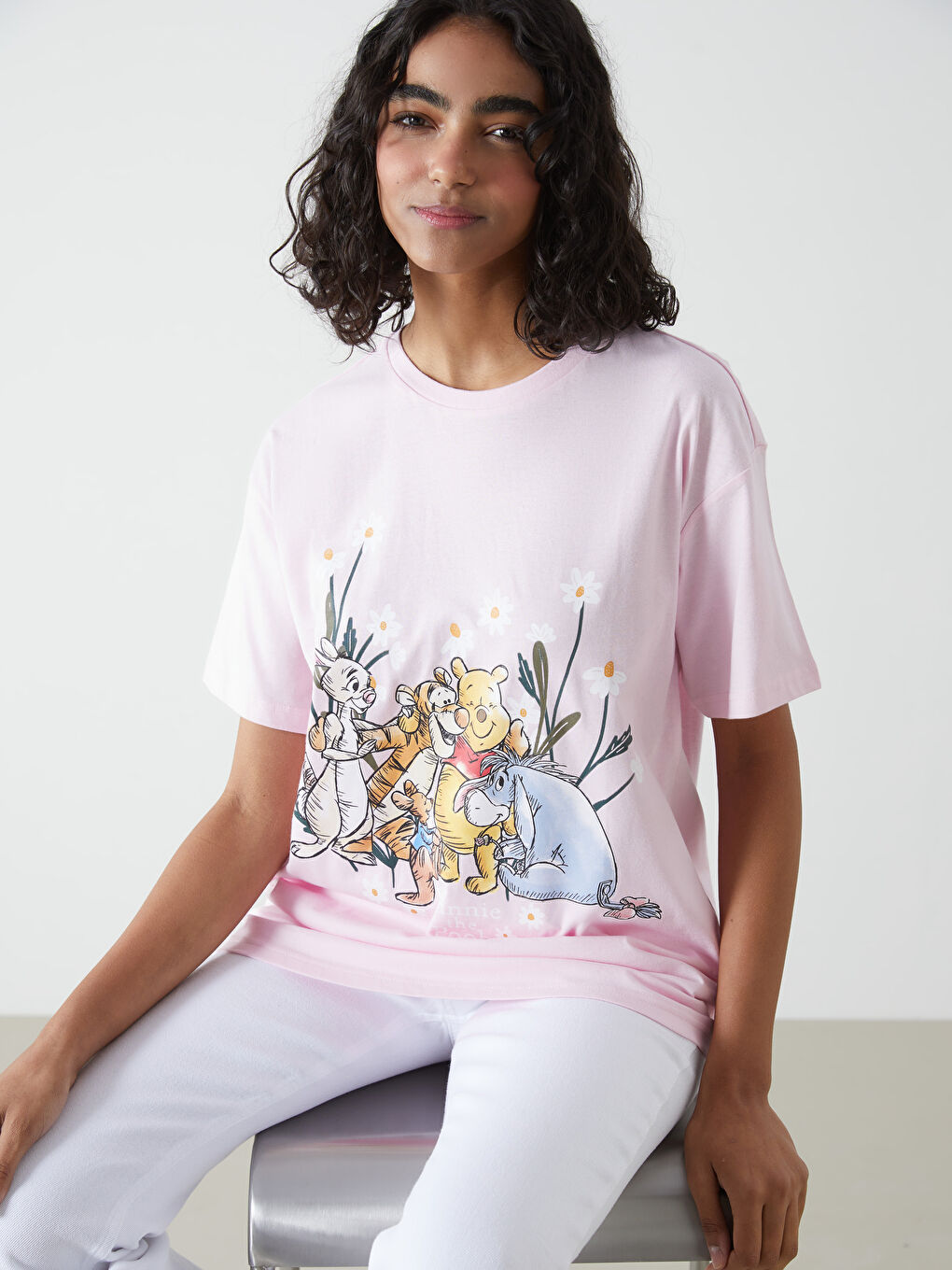 Crew Neck Winnie the Pooh Printed Women's T-Shirt -S5FY07Z8-Z1C