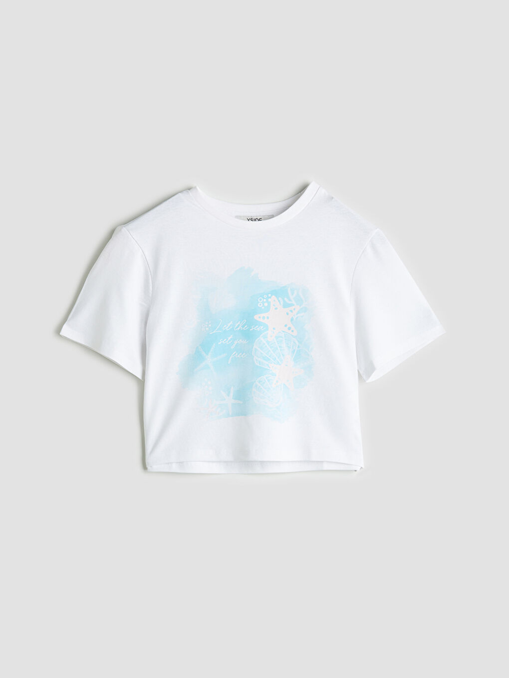 Crew Neck Printed Crop Top -S5FY10Z8-Q6K