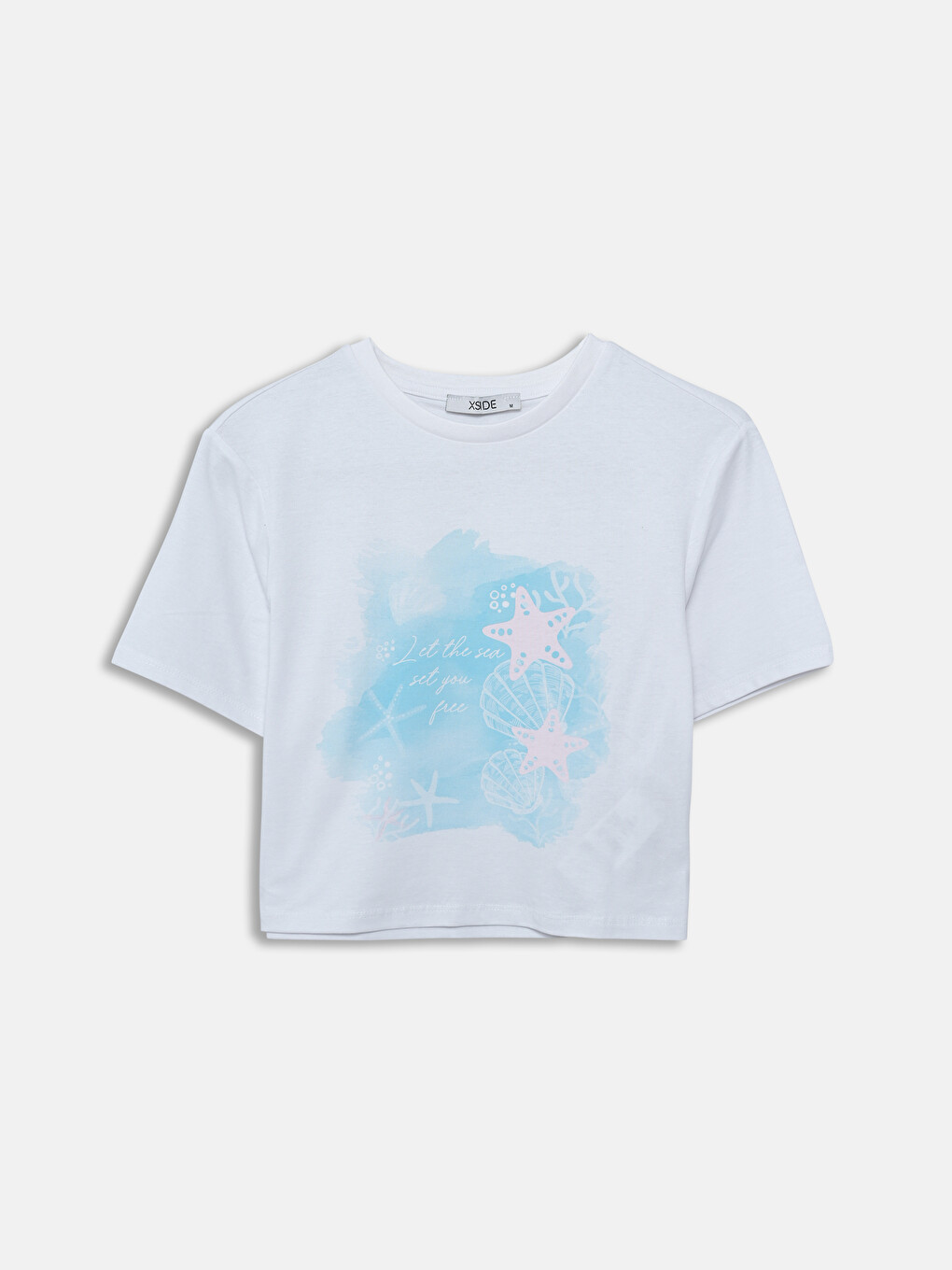 Crew Neck Printed Crop Top-5