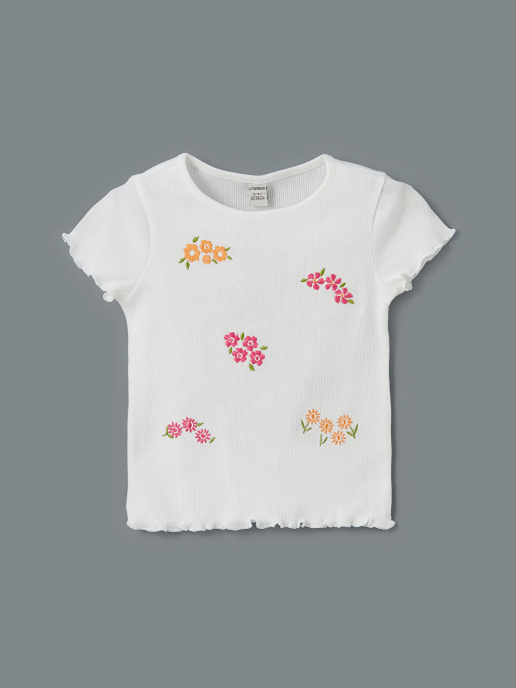 LCW Kids Crew Neck Flower Embroidered Jersey Girls' T-Shirt -S5FY19Z1-JYX