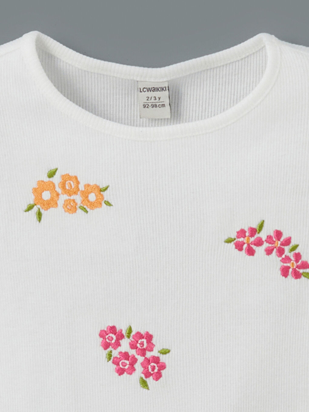 LCW Kids Crew Neck Flower Embroidered Jersey Girls' T-Shirt -S5FY19Z1-JYX