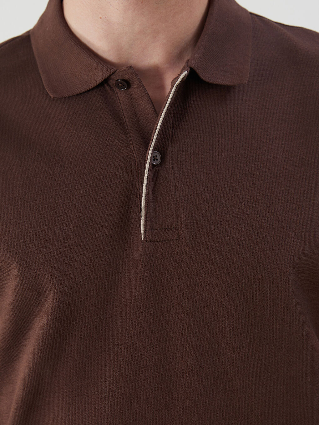 Kahverengi Polo Yaka Kısa Kollu Erkek Tişört-2