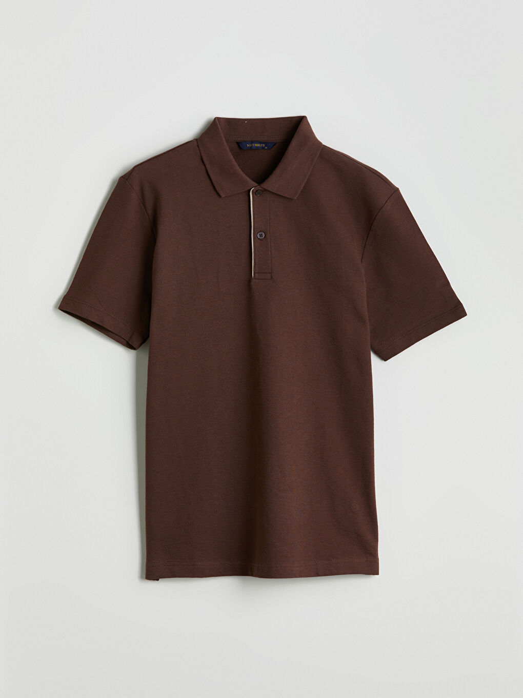 Kahverengi Polo Yaka Kısa Kollu Erkek Tişört-5
