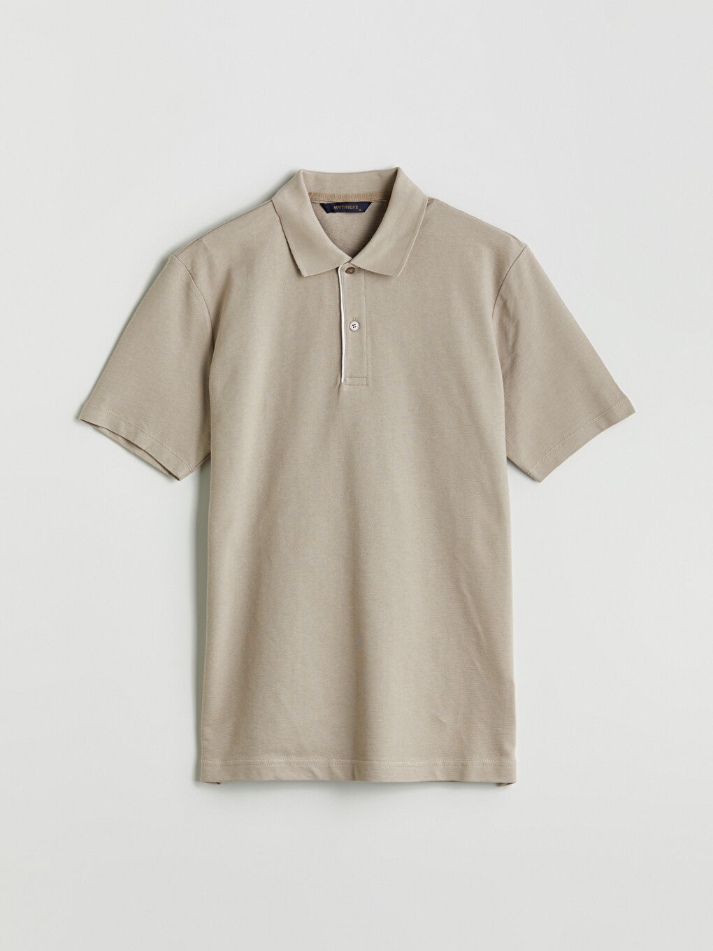 Bej Polo Yaka Kısa Kollu Erkek Tişört-4