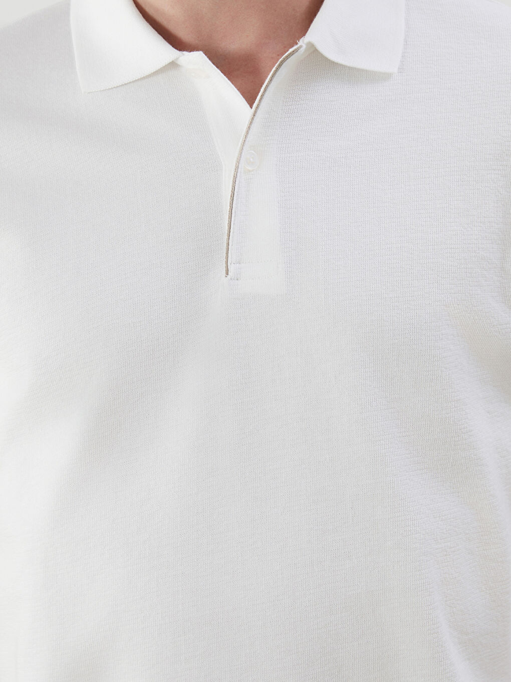 Ekru Polo Yaka Kısa Kollu Erkek Tişört-2