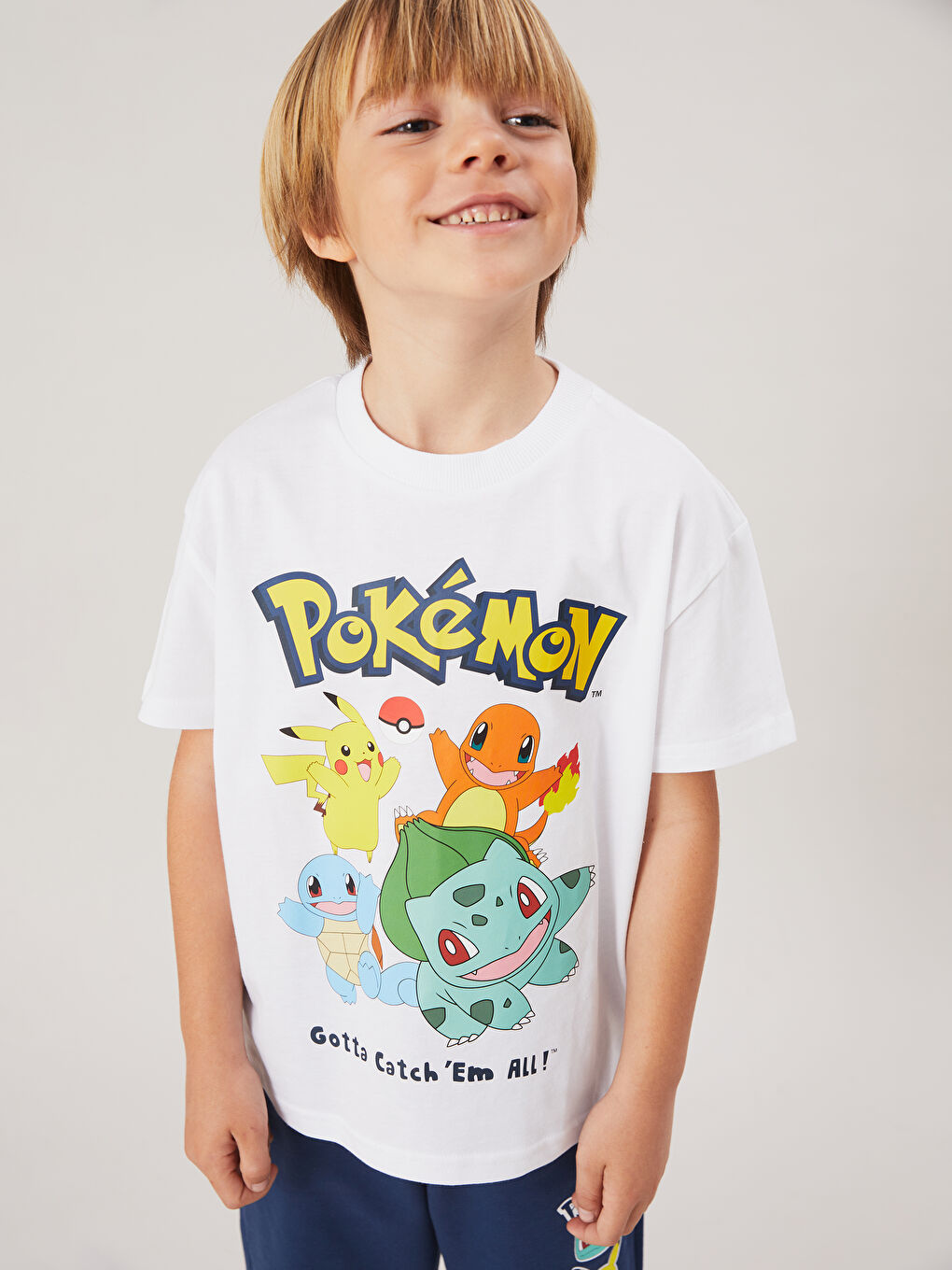 Crew Neck Pokemon Printed Boy'S T-Shirt -S5FY55Z1-Q6K