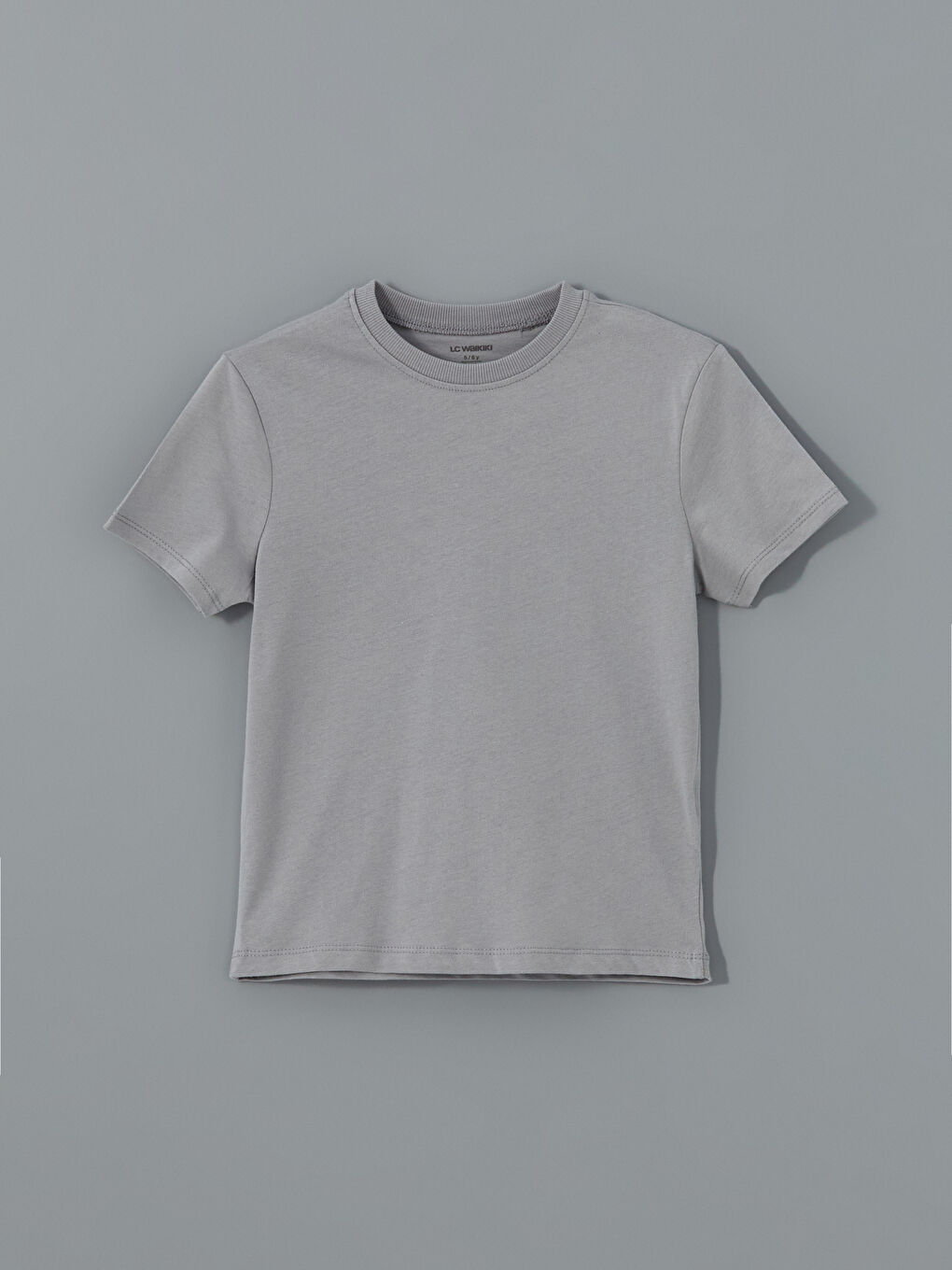 Gri Bisiklet Yaka Basic Erkek Bebek Tişört