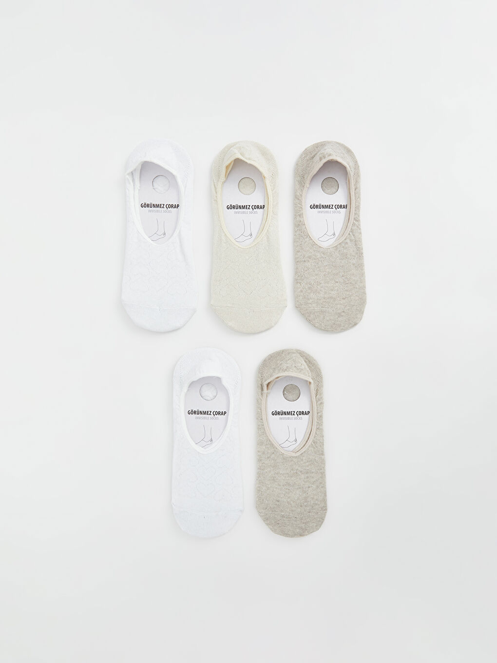 Heart Patterned Women's Invisible Socks 5 Pack -S5FY97Z8-FFB