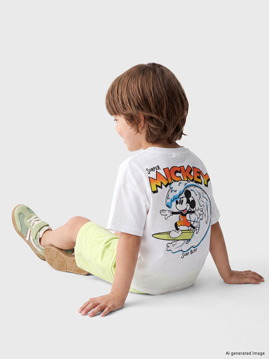 Beyaz Mickey Mouse Baskılı Erkek Çocuk Tişört Ve Şort 2'li