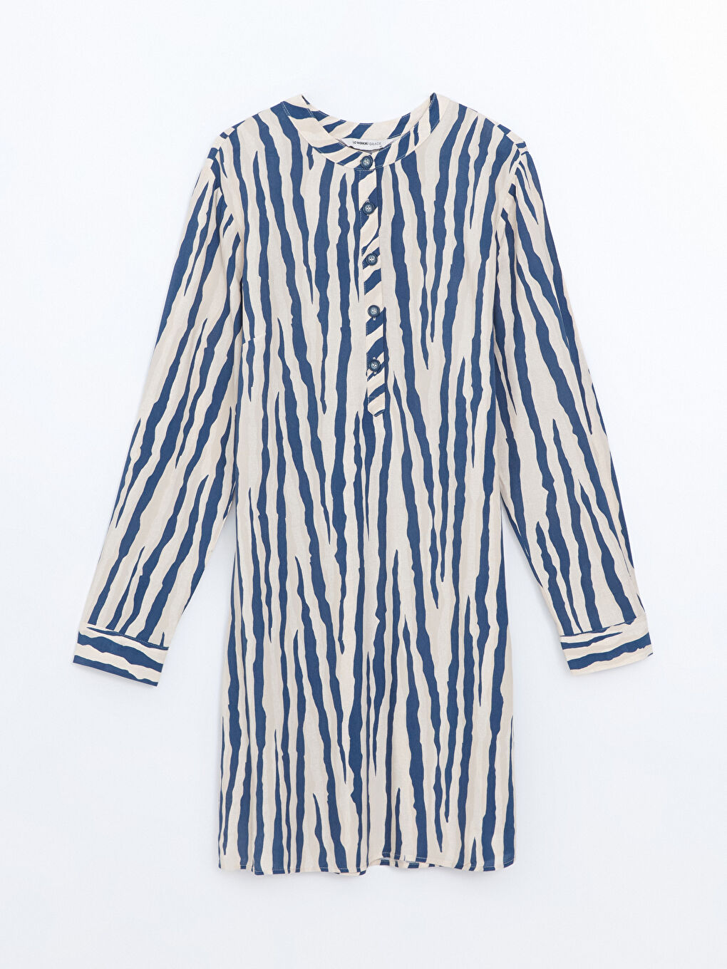 Grandad Collar Patterned Women’S Tunic -S5G050Z8-LQN