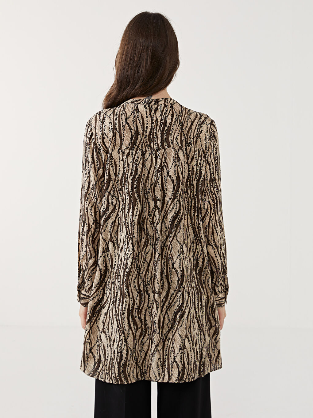 Grandad Collar Patterned Women’S Tunic -S5G050Z8-LQY
