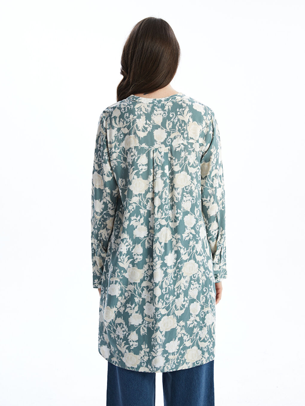 Grandad Collar Patterned Women’S Tunic -S5G050Z8-LRL