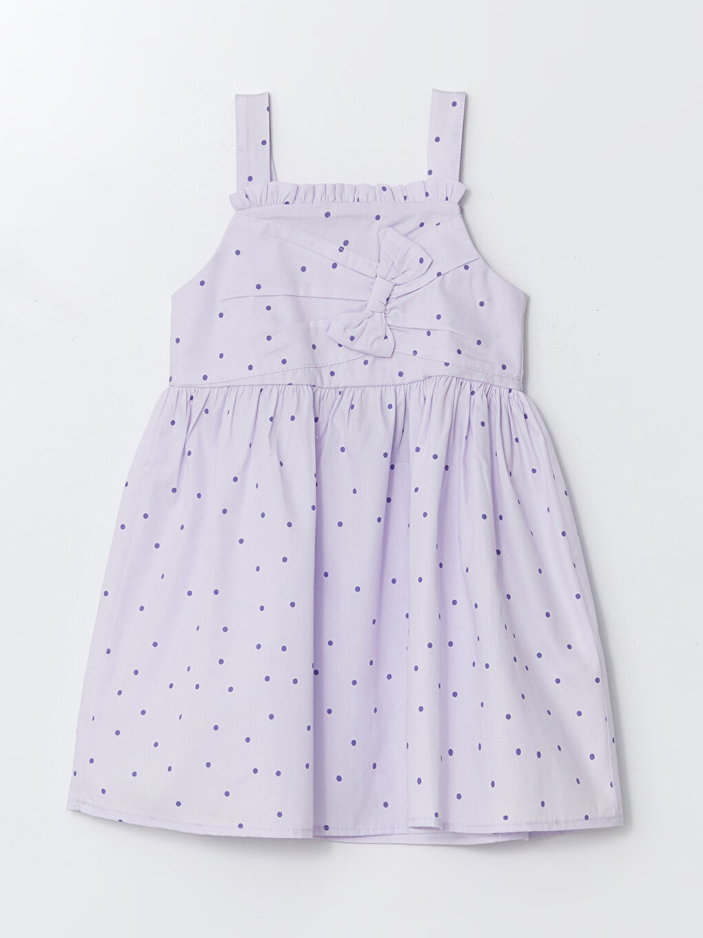 LCW Kids Lila Kare Yaka Puantiye Kız Çocuk Elbise