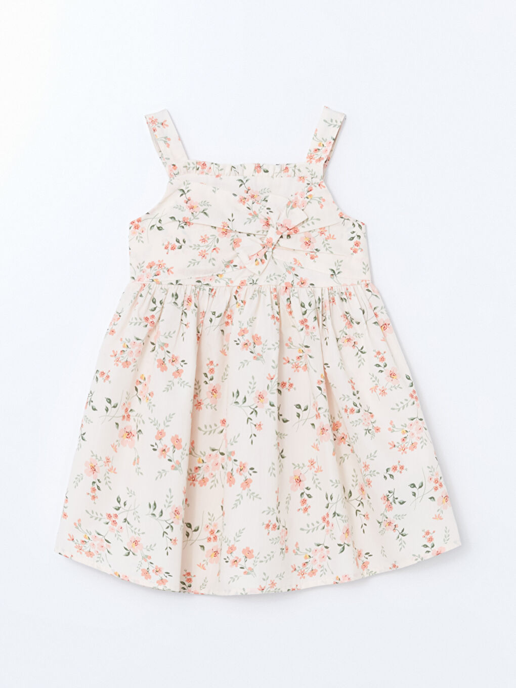 Sarı Kare Yaka Puantiye Kız Çocuk Elbise