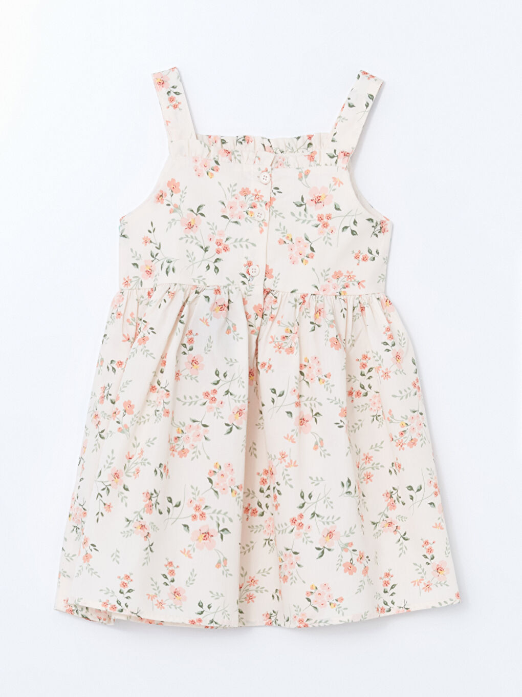 Sarı Kare Yaka Puantiye Kız Çocuk Elbise-2