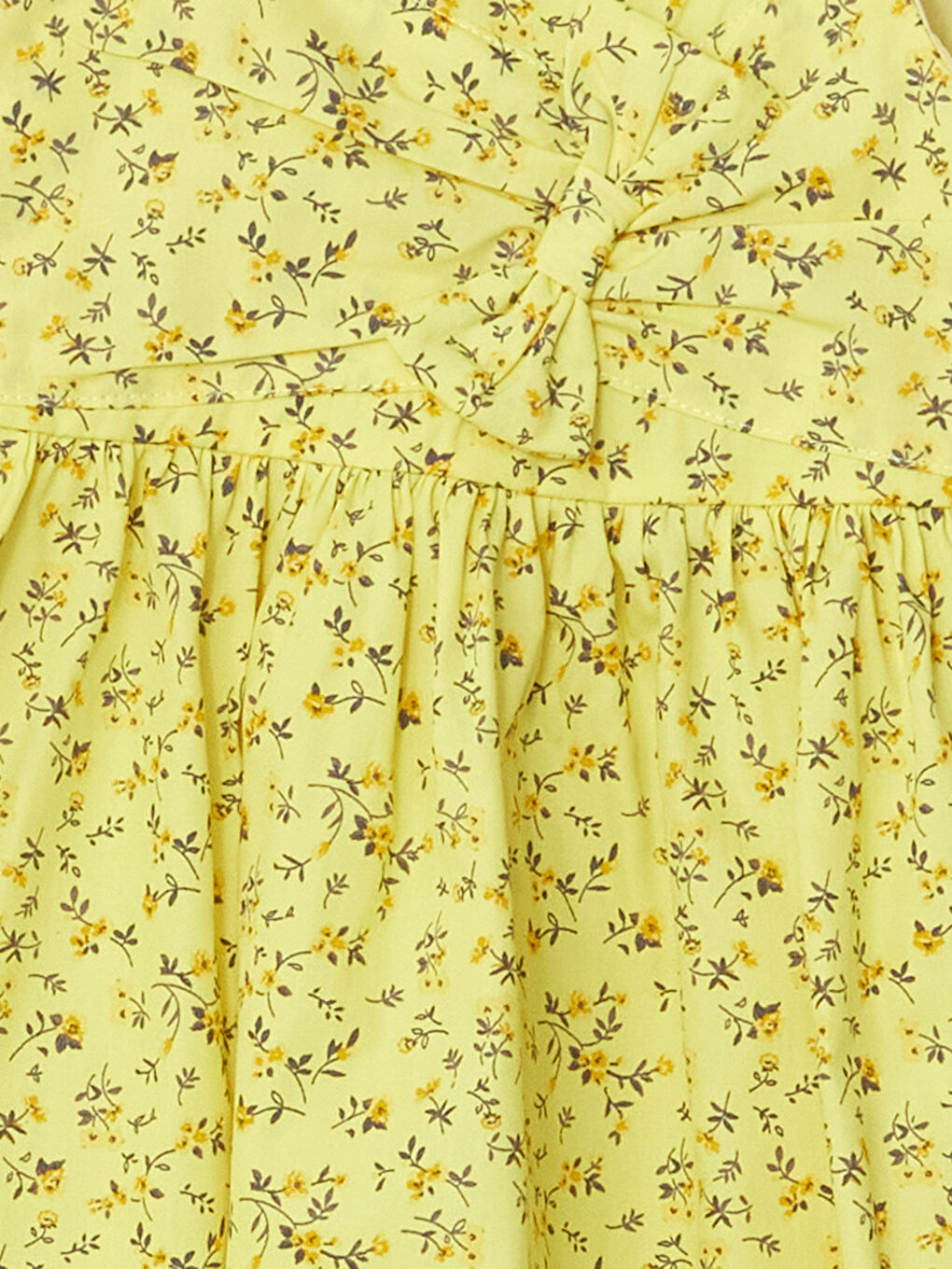 Sarı Kare Yaka Puantiye Kız Çocuk Elbise-1