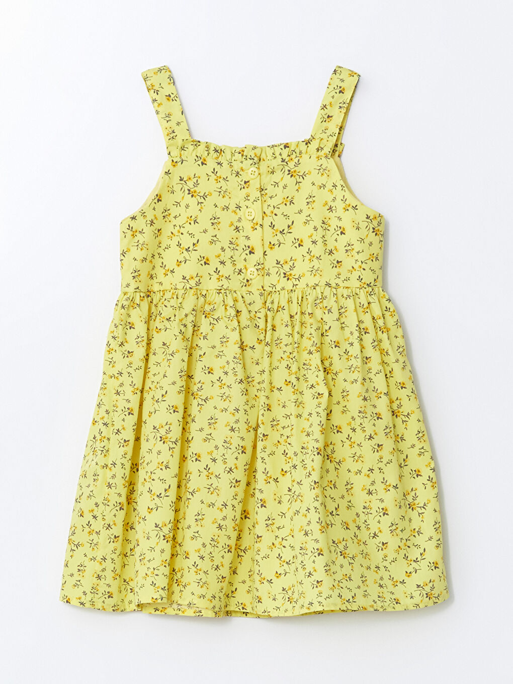 Sarı Kare Yaka Puantiye Kız Çocuk Elbise-2