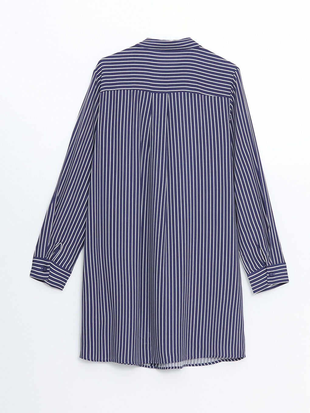 Lacivert Çizgili Poplin Kadın Gömlek Tunik-5