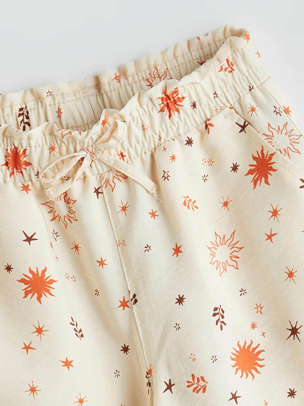 Ekru Beli Lastikli Kız Çocuk Pantolon-1