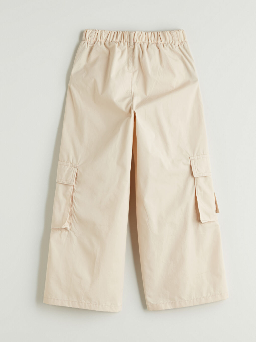Bej Beli Lastikli Kız Çocuk Kargo Pantolon-2