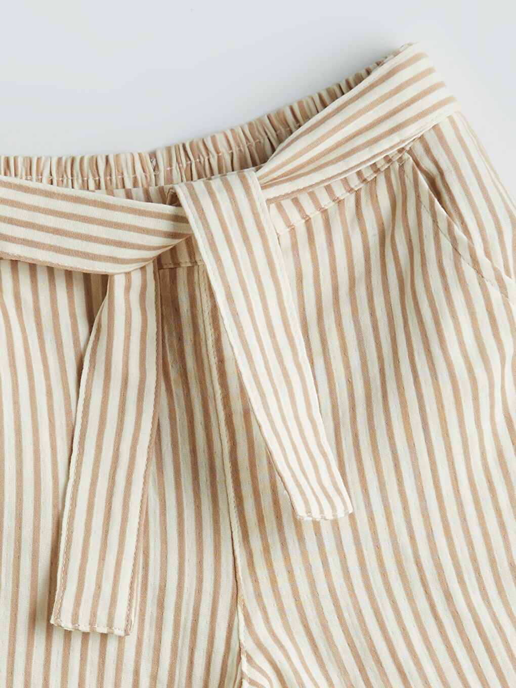 Ekru Beli Lastikli Kız Çocuk Kapri-1